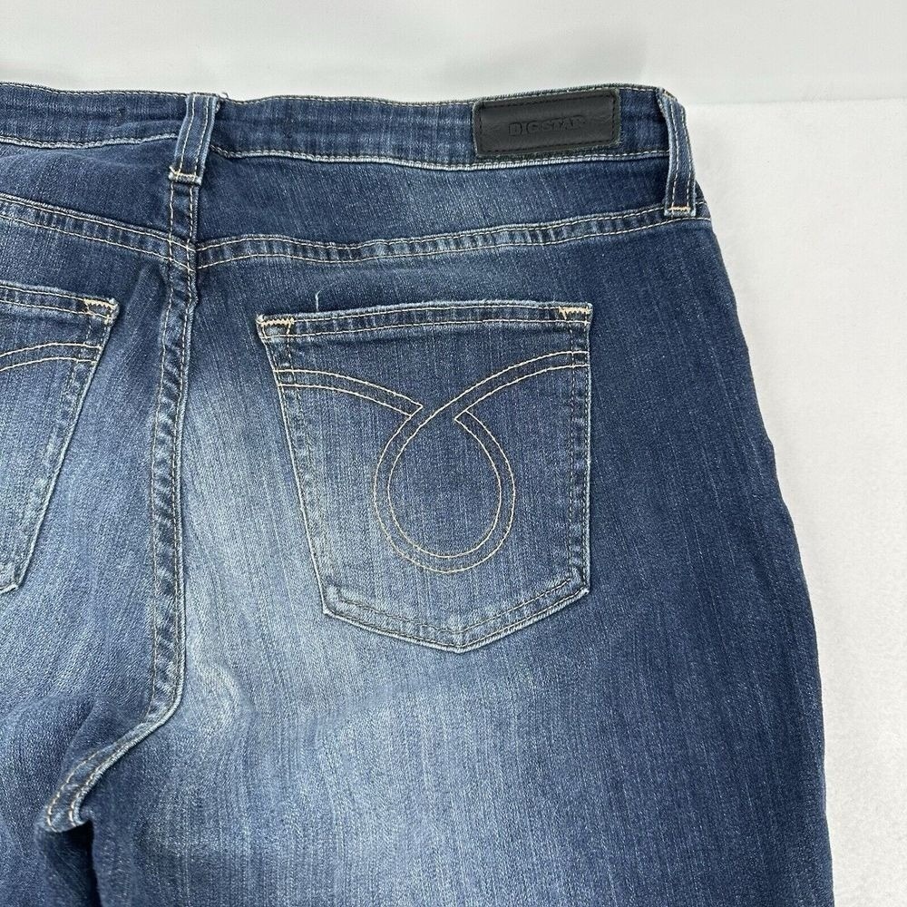 Big Star Liv Size 33R Mid Rise Skinny Jeans Dark Wash Womens Western Whiskered - Picture 5 of 9